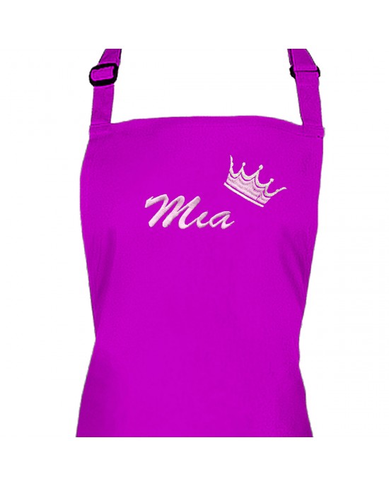 Personalised Ladies Apron, Custom Embroidered Colour Apron. Crown Design.