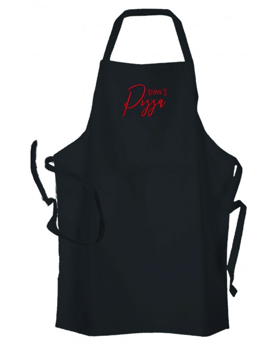  Personalised ,Premium Black Apron  A Lovely Pizza Embroidered Design