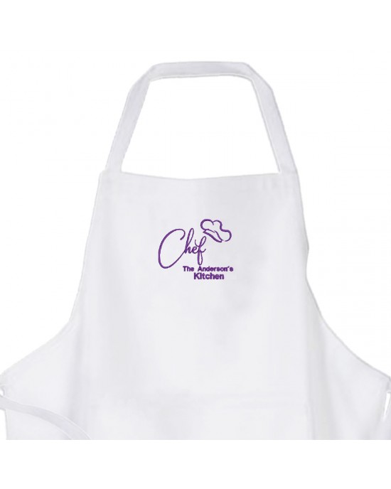  Personalised ,Premium White Apron  A Lovely Embroidery Chef Design. 