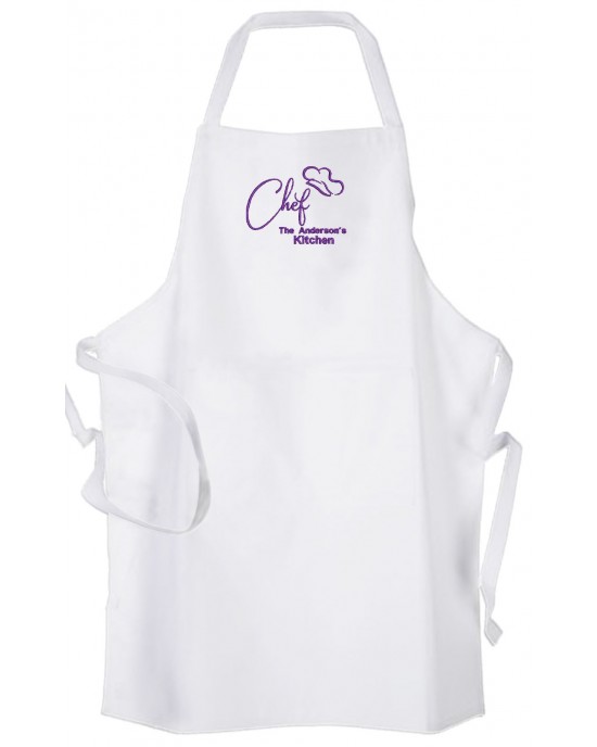  Personalised ,Premium White Apron  A Lovely Embroidery Chef Design. 