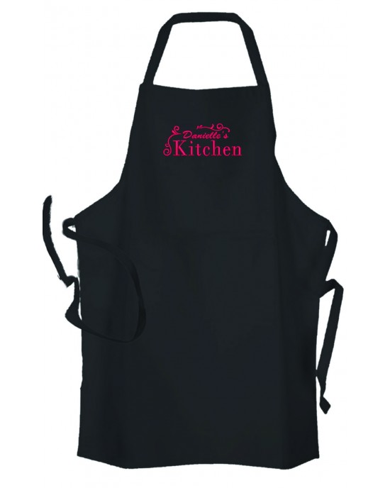 Personalised ,Premium Black Apron  A Lovely Embroidery Kitchen Design. 