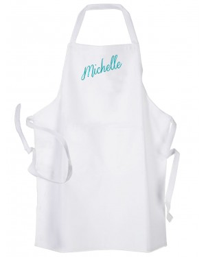 Personalised ,Premium White Apron  Your Choice of Name Embroidered In this lovely font  Personalised ,Premium White Apron  Your Choice of Name Embroidered In this lovely font