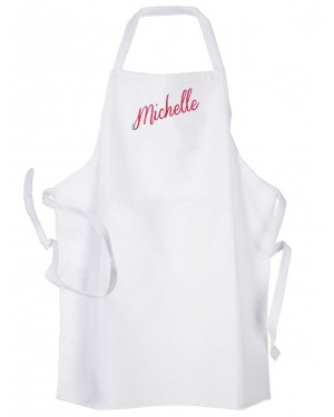 Personalised ,Premium White Apron  Your Choice of Name Embroidered In this lovely font  Personalised ,Premium White Apron  Your Choice of Name Embroidered In this lovely font