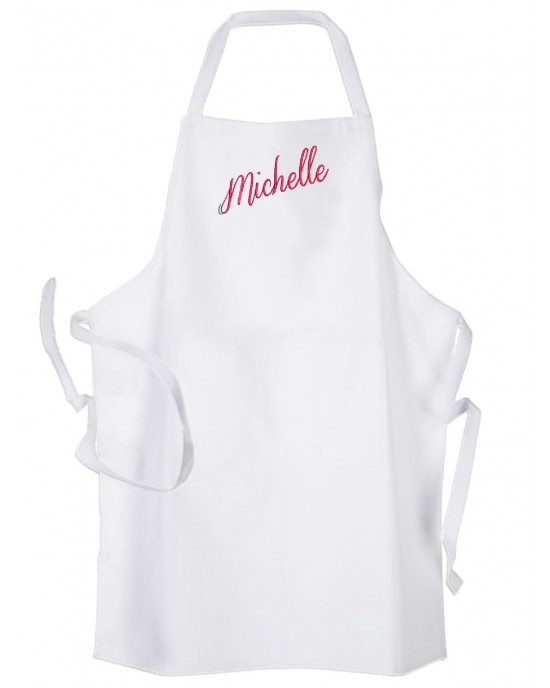  Personalised ,Premium White Apron  Your Choice of Name Embroidered In this lovely font