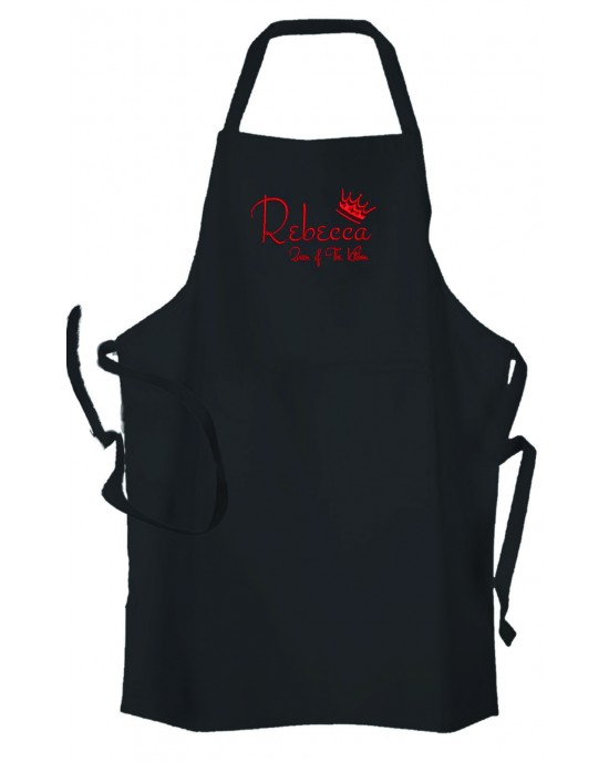  Personalised ,Premium Black Apron  A Lovely Embroidery Queen of The Kitchen Design. 