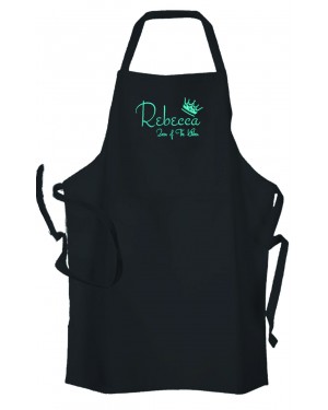 Personalised ,Premium Black Apron  A Lovely Embroidery Queen of The Kitchen Design.   Personalised ,Premium Black Apron  A Lovely Embroidery Queen of The Kitchen Design.