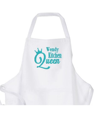 Personalised ,Premium White Apron  A Lovely Embroidery Queen of The Kitchen Design.   Personalised ,Premium White Apron  A Lovely Embroidery Queen of The Kitchen Design.