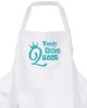  Personalised ,Premium White Apron  A Lovely Embroidery Queen of The Kitchen Design. 