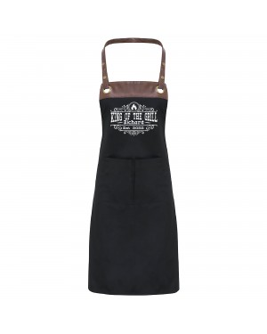 Personalised Mans Apron King Of The Grill Premier Faux leather Trim, BARBECUE, Mans Apron With Pockets Personalised Mans Apron King Of The Grill Premier Faux leather Trim, BARBECUE, Mans Apron With Pockets