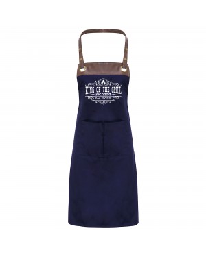 Personalised Mans Apron King Of The Grill Premier Faux leather Trim, BARBECUE, Mans Apron With Pockets Personalised Mans Apron King Of The Grill Premier Faux leather Trim, BARBECUE, Mans Apron With Pockets