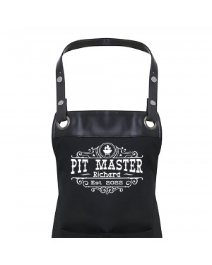 Premier Faux leather Trim Mens Personalised Apron BBQ, Pit Master, BARBECUE, Mans Apron With Pockets Premier Faux leather Trim Mens Personalised Apron BBQ, Pit Master, BARBECUE, Mans Apron With Pockets