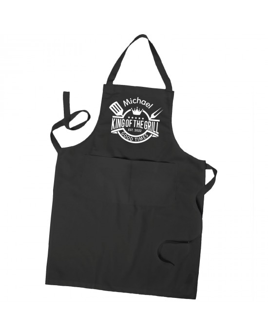 King Of The Grill Personalised Mans BBQ King Apron, Mens Apron, BBQ Apron With Pockets