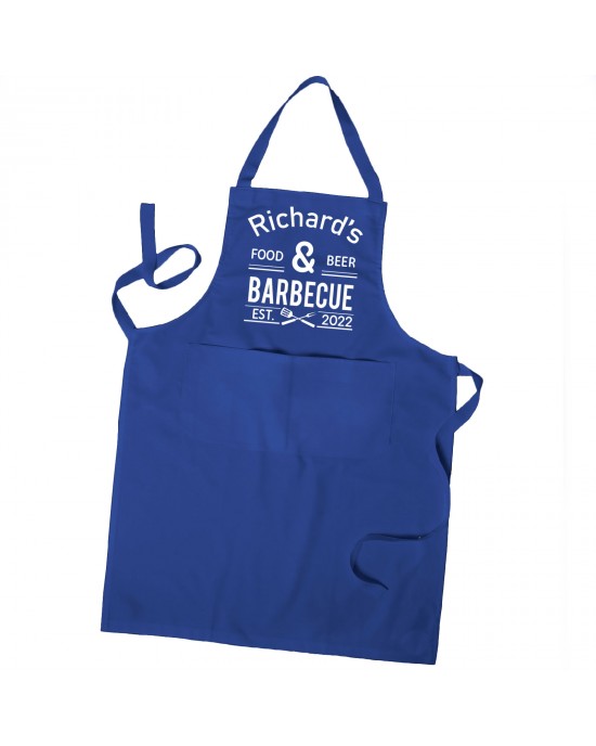 Personalised Mans Apron Food & Beer BBQ King Apron Barbecue Apron, Mens Apron, BBQ Apron With Pockets