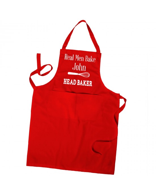 Personalised Mens Apron, Real Men Bake Apron, Baking Chef Apron in Colours With Pockets