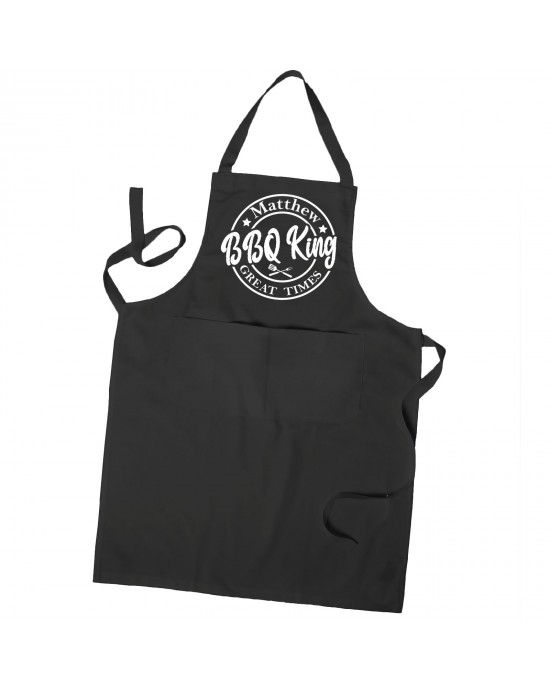 BBQ King Personalised Men's, Barbecue Apron Cooking Apron With Pockets In Colours
