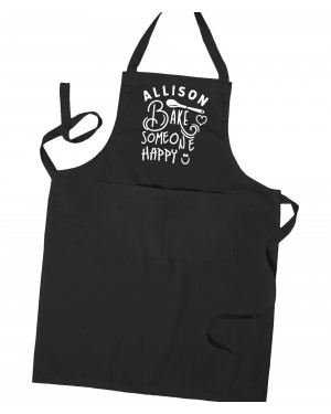 Personalised Woman's Bake Someone Happy Apron, Kitchen Chef, Cooking Apron Unisex Apron With Pockets Personalised Woman's Bake Someone Happy Apron, Kitchen Chef, Cooking Apron Unisex Apron With Pockets