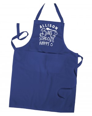 Personalised Woman's Bake Someone Happy Apron, Kitchen Chef, Cooking Apron Unisex Apron With Pockets Personalised Woman's Bake Someone Happy Apron, Kitchen Chef, Cooking Apron Unisex Apron With Pockets