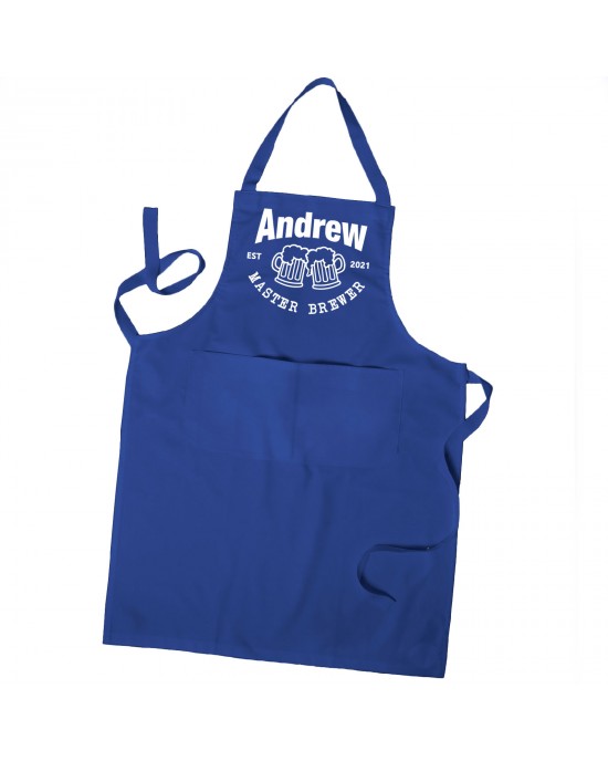 Personalised Master Brewer apron. Personalised with their name in Colours With Pockets