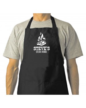 Personalised BBQ Cook, Steak House Cooking Chef Apron Unisex Apron With Pockets Personalised BBQ Cook, Steak House Cooking Chef Apron Unisex Apron With Pockets