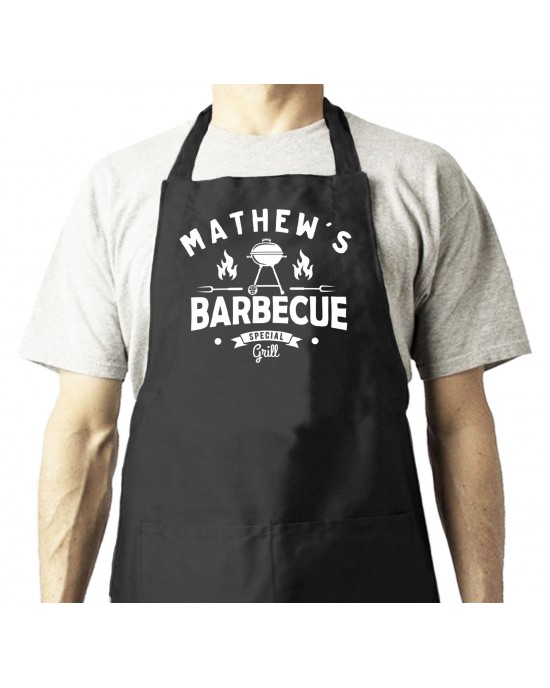 Personalised Men's Apron With Pockets. BBQ Cooking apron