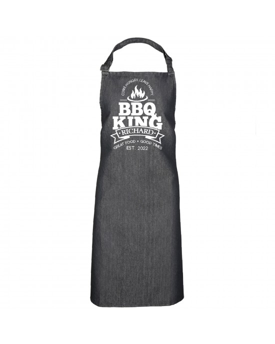 King / Queen Of The BBQ Personalised Apron, Barbeque cooking apron personalised with the wearers name. Available in colours.