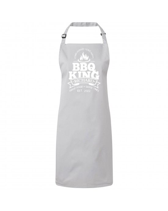 King / Queen Of The BBQ Personalised Apron, Barbeque cooking apron personalised with the wearers name. Available in colours.