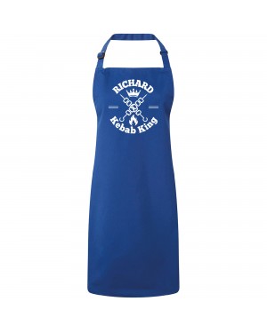 Personalised Apron, Kebab King or Queen cooking apron personalised with the wearers name. Available in colours. Personalised Apron, Kebab King or Queen cooking apron personalised with the wearers name. Available in colours.