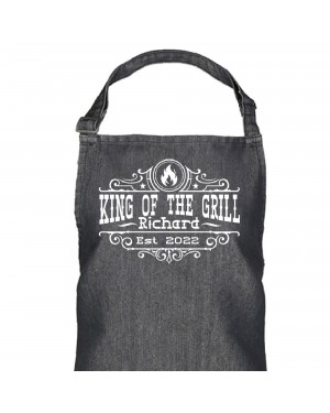 Personalised King Of The Grill BBQ Apron, A cooking apron personalised with the wearers name. Available in colours. Personalised King Of The Grill BBQ Apron, A cooking apron personalised with the wearers name. Available in colours.