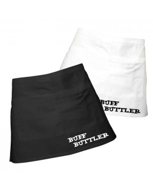 Mens Fun Buff Butler Apron. Add Spice to your Meals.100% Cotton Black or White Mens Fun Buff Butler Apron. Add Spice to your Meals.100% Cotton Black or White