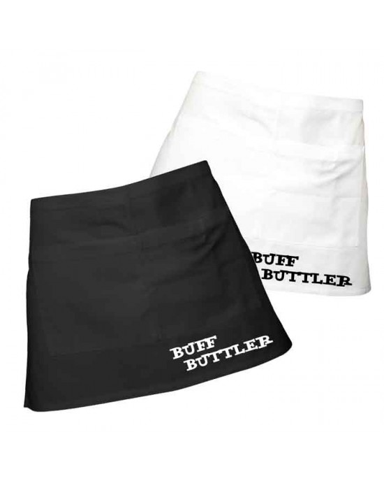 Mens Fun Buff Butler Apron. Add Spice to your Meals.100% Cotton Black or White