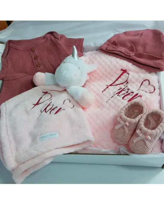 Personalised New Baby Gift Set, Super Soft Waffle Wrap, with Comforter, Booties, Hat, Vest & Bib. New Baby Gift, Baby Shower Gift Set Personalised New Baby Gift Set, Super Soft Waffle Wrap, with Comforter, Booties, Hat, Vest & Bib. New Baby Gift, Baby Shower Gift Set