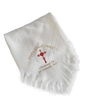 Embroidered Traditional Baby Shawl, Personalised Christening Shawl, Baptism Shawl, Naming Day shawl 2 Colour Cross