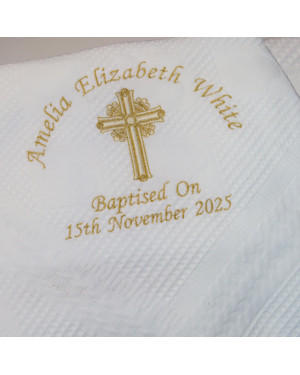 Pretty White Embroidered Traditional Baby Shawl, Personalised Christening Shawl, Baptism Shawl, Naming Day shawl