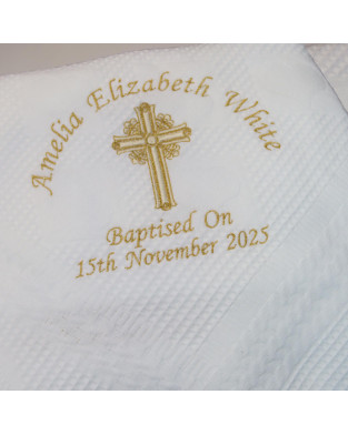 Pretty White Embroidered Traditional Baby Shawl, Personalised Christening Shawl, Baptism Shawl, Naming Day shawl