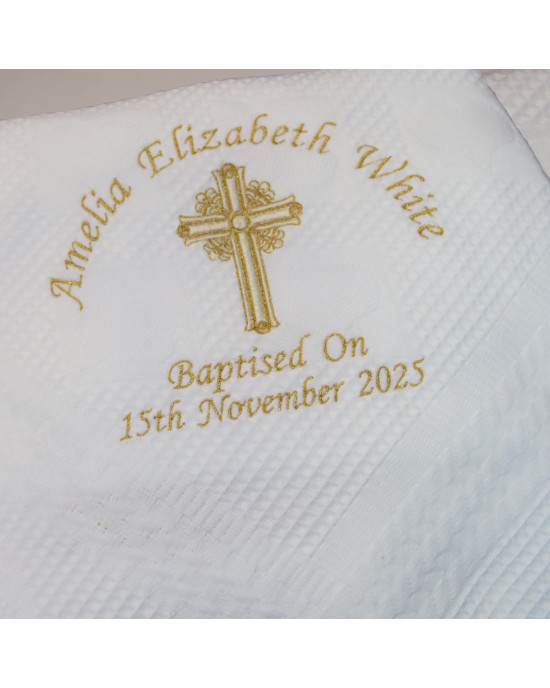 Pretty White Embroidered Traditional Baby Shawl, Personalised Christening Shawl, Baptism Shawl, Naming Day shawl