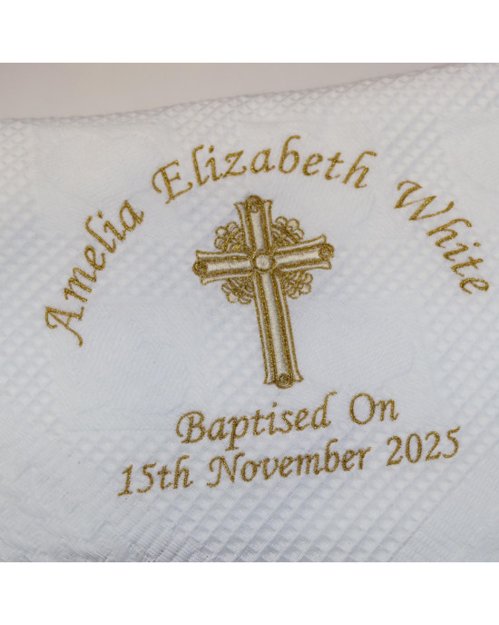 Pretty White Embroidered Traditional Baby Shawl, Personalised Christening Shawl, Baptism Shawl, Naming Day shawl