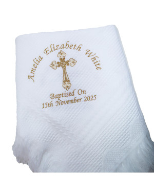 Pretty Embroidered Traditional Baby Shawl, Personalised Christening Shawl, Baptism Shawl, Naming Day shawl