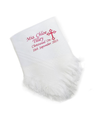 Personalised Embroidered Baby Shawl. This Pretty White Christening / Baptism / Naming Day shawl , Keepsake Gift