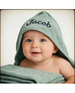 Personalised Embroidered Baby Hooded Towel, 100% Cotton Soft Hooded Bath Wrap