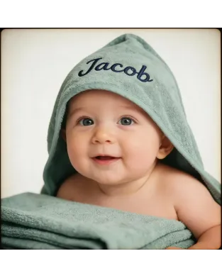 Personalised Embroidered Baby Hooded Towel, 100% Cotton Soft Hooded Bath Wrap