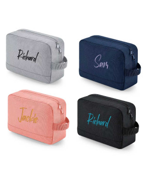 Personalised Embroidered Wash bag, Toiletry bag, Cosmetics Bag suitable for ladies or gents.