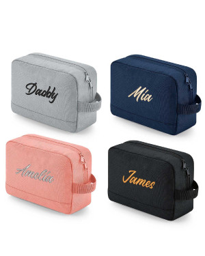Personalised Wash bag, Embroidered Cosmetics Bag, Toiletry bag, suitable for ladies or gents.
