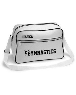 Girls Gymnastics Personalised Sports Bag. Black With White Or White With Black Colours. Girls Gymnastics Personalised Sports Bag. Black With White Or White With Black Colours.