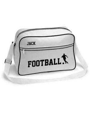 Personalised Football Retro Sports Bag. Black With White Or White With Black Colours. Personalised Football Retro Sports Bag. Black With White Or White With Black Colours.