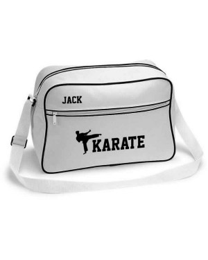 Karate personalised Retro Sports Bag. Black With White Or White With Black Colours. Karate personalised Retro Sports Bag. Black With White Or White With Black Colours.
