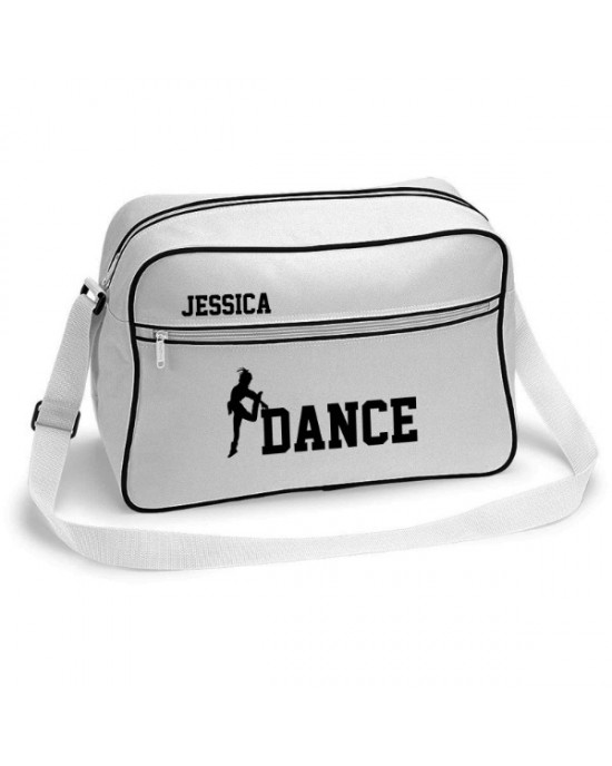 Personalised Dance Retro Sports Bag. Black With White Or White With Black Colours.
