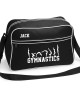 Gymnastics unisex Personalised Retro Sports Bag. Tumble Design. Black With White Or White With Black Colours.