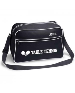 Table Tennis Personalised Retro Sports Bag. Black With White Or White With Black Colours.