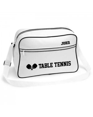 Table Tennis Personalised Retro Sports Bag. Black With White Or White With Black Colours. Table Tennis Personalised Retro Sports Bag. Black With White Or White With Black Colours.