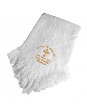 Personalised Baby Christening  Shawl, Blanket, Beautifully Embroidered Cross Design Personalised Baby Christening  Shawl, Blanket, Beautifully Embroidered Cross Design